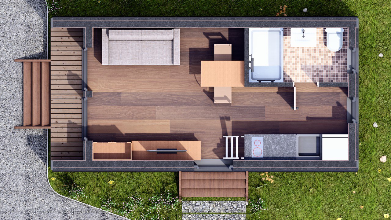 Tiny House - Modulair Huis - Сontainerhuis - Mini Huis, Prefab Huis - 28 m² - Energiezuinig - SIP-Model Tiny House - Modulair Huis - Сontainerhuis - Mini Huis, Prefab Huis - 28 m² - Energiezuinig - SIP-Model