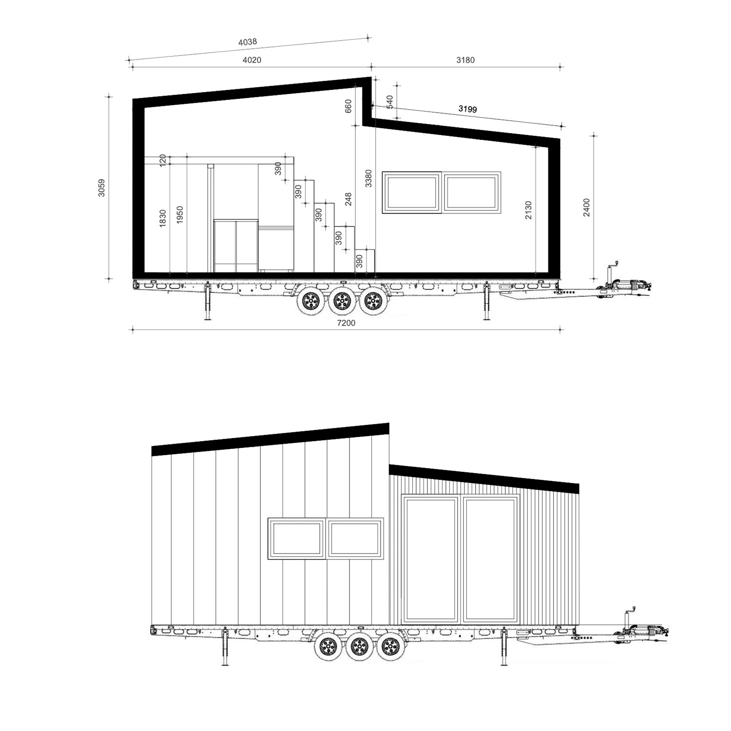 Tiny House, Containerhuis, Modulair huis, Mini-huis - Model Green Day Tiny House, Containerhuis, Modulair huis, Mini-huis - Model Green Day